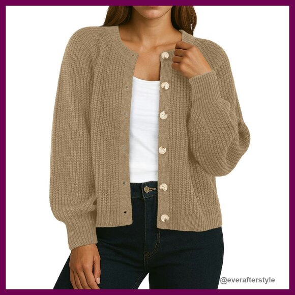 Chunky Knit Button Cardigan Oversized Loose Fit Open Front Sweater Y2K Chic